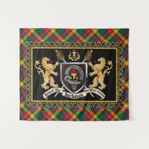Buchanan Clan Badge & Motto w/Lions Tapestry
