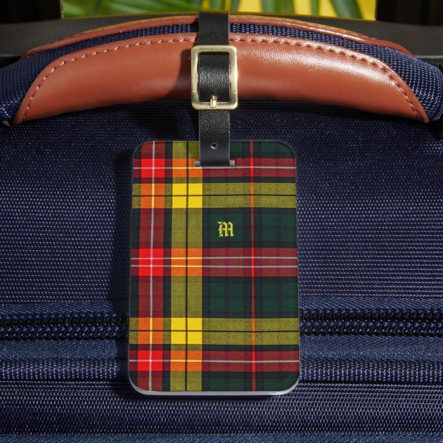 Buchanan Clan Plaid Scottish Pattern Monogram Luggage Tag (Front Insitu 2)