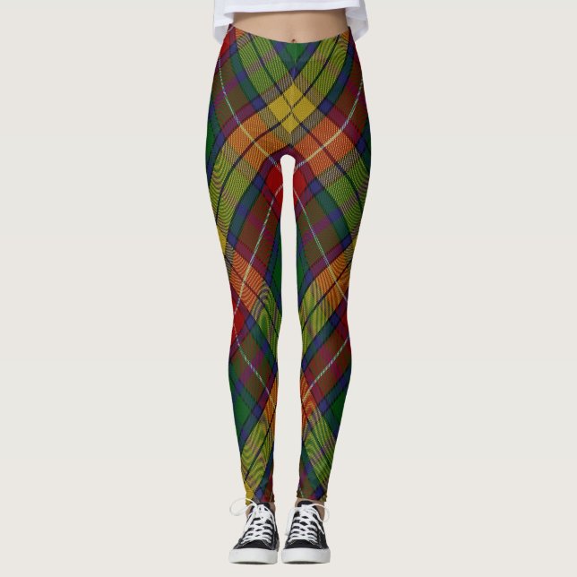 Buchanan Clan Tartan Plaid Pattern Leggings (Front)