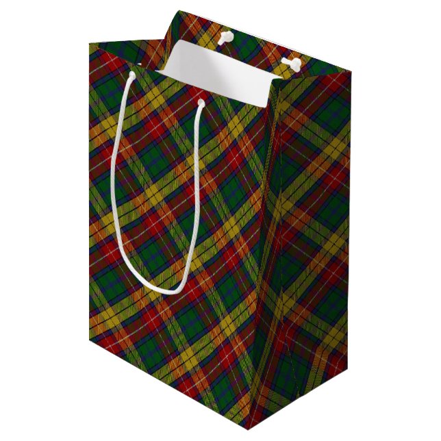 Buchanan Clan Tartan Plaid Pattern Medium Gift Bag (Front Angled)