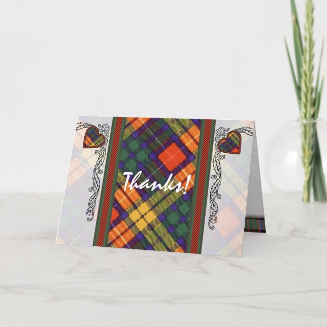 Buchanan Family clan Plaid Scottish kilt tartan Thank You Card (Front)