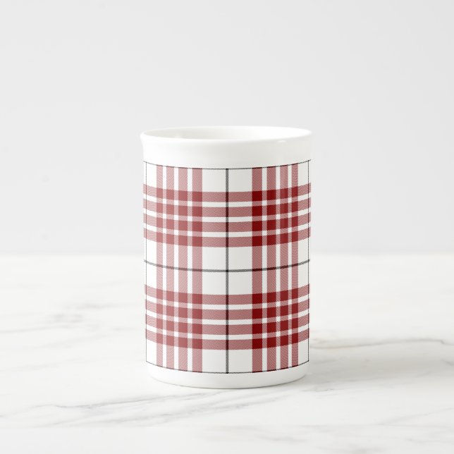 Buchanan tartan red white plaid bone china mug (Front)