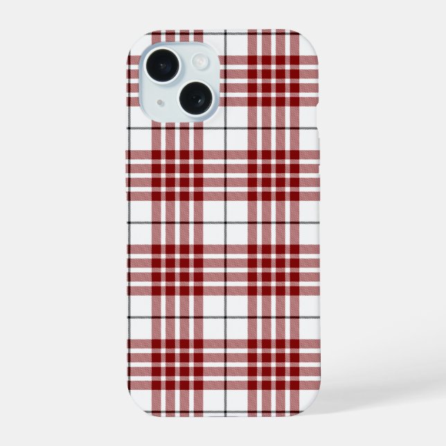 Buchanan tartan red white plaid iPhone 15 case (Back)