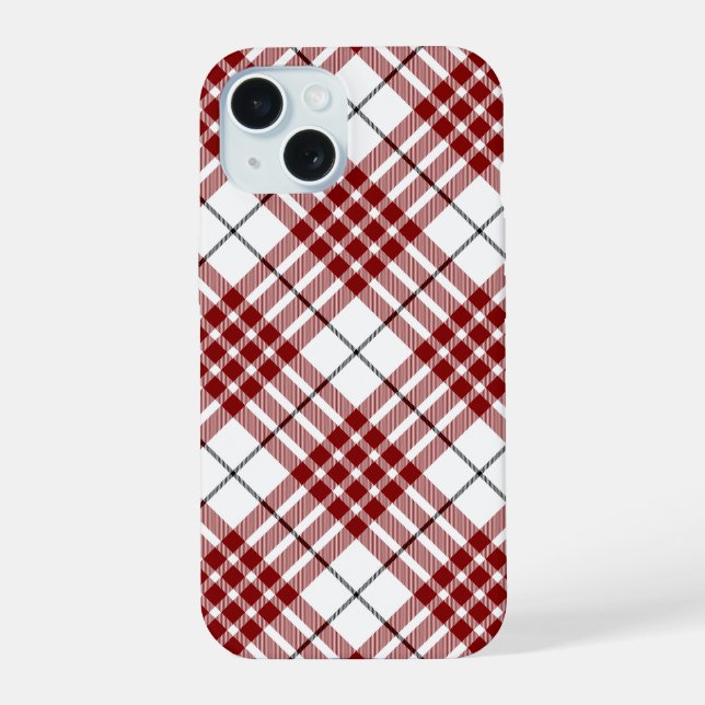 Buchanan tartan red white plaid iPhone 15 case (Back)