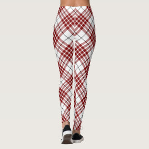Buchanan tartan red white plaid leggings