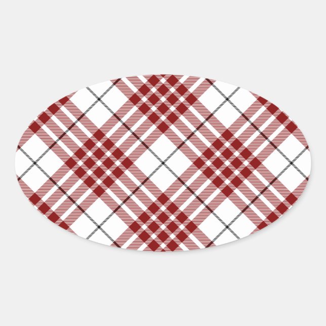 Buchanan tartan red white plaid oval sticker (Front)