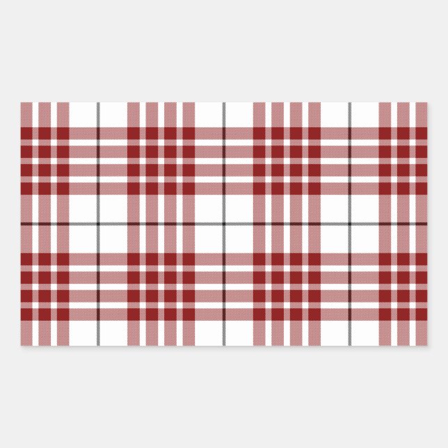Buchanan tartan red white plaid rectangular sticker (Front)