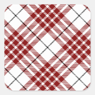 Buchanan tartan red white plaid square sticker