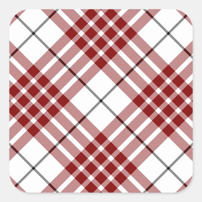 Buchanan tartan red white plaid square sticker (Front)