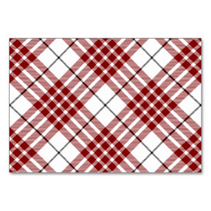 Buchanan tartan red white plaid table number