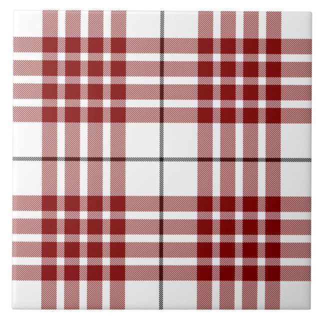 Buchanan tartan red white plaid tile (Front)