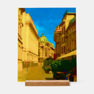 Bucharest City Digital Painting Acrylic Sign