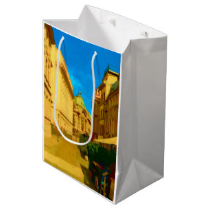 Bucharest City Digital Painting Art Print Medium Gift Bag