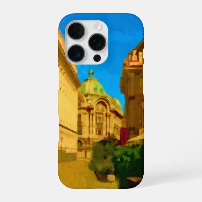 Bucharest City Digital Painting iPhone Case (Back)