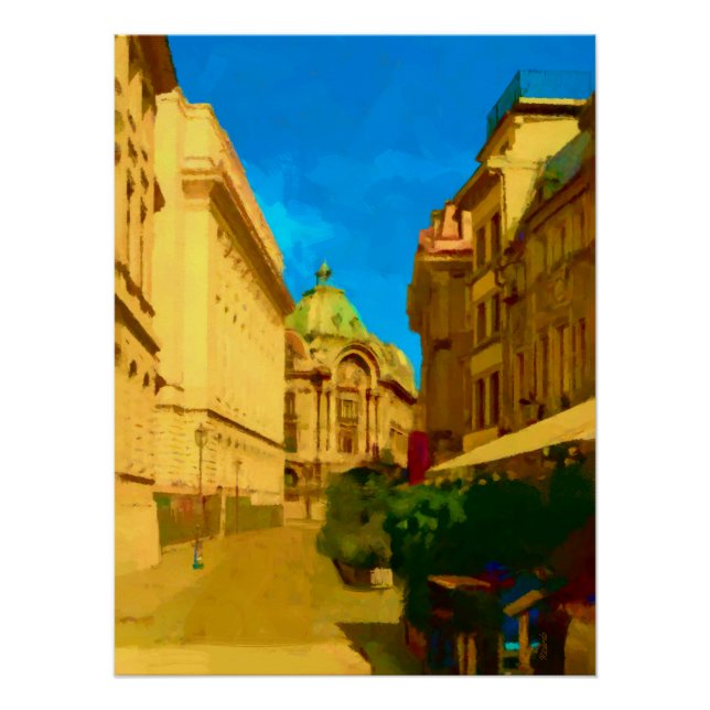 Bucharest City Digital Painting Poster (Front)