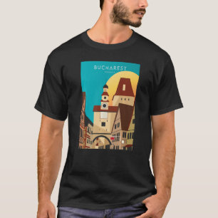 Bucharest City Romania Travel Watercolor Artwork P T-Shirt