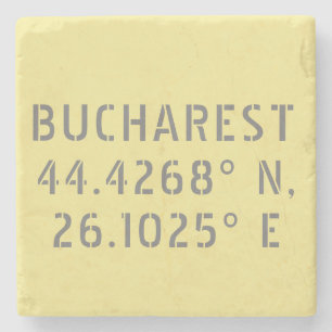 Bucharest Latitude Longitude Stone Coaster