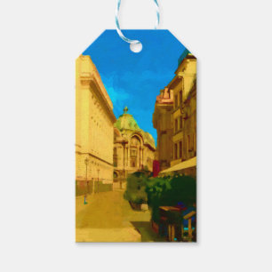 Bucharest Pallace Digital Painting Art Print Gift Tags