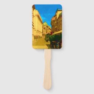 Bucharest Pallace Digital Painting Art Print Hand Fan