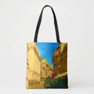 Bucharest Pallace Digital Painting Art Print Tote Bag