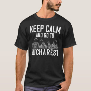 Bucharest Romania City Skyline Map Travel T-Shirt