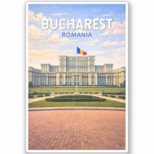 Bucharest Romania Illustration Travel Art Vintage