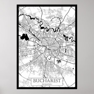Bucharest Romania Map Poster
