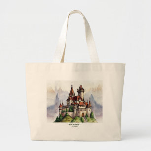 Bucharest Romania Old Town Watercolor Art Large Tote Bag