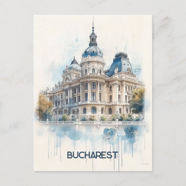 Bucharest Romania Travel Postcard (Front)