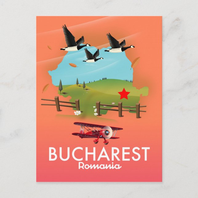 Bucharest Romania vacation map Postcard (Front)