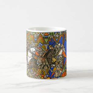 Buchmalerei Mittelalter Schlacht auf Pferden Tasse Coffee Mug