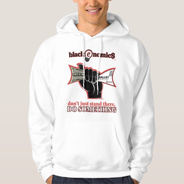 "Buck and Ballot" White Pullover Hoodie for Men (Front)