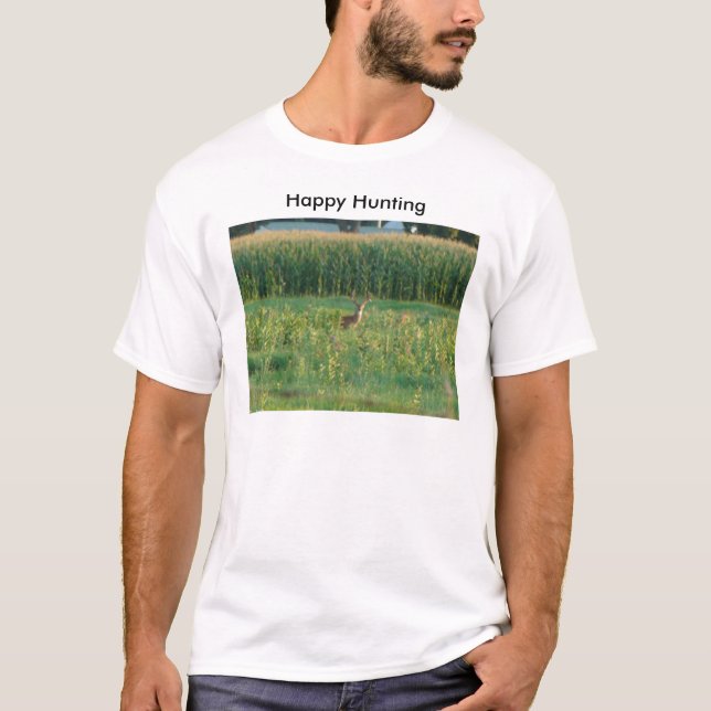 Buck and Cornfield, Happy Hunting T-Shirt (Front)