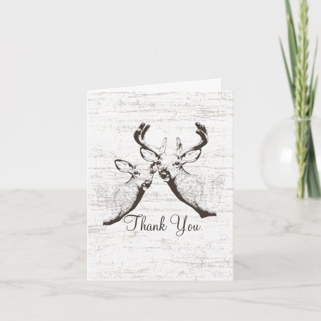 Buck and Doe Birch Tree Thank You Card (Front)