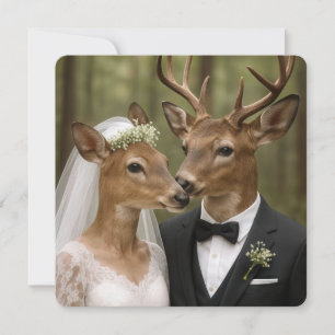 Buck and Doe Deer Wedding In Forest Invitation