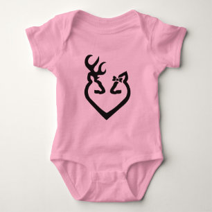 Buck and Doe Heart Love Black Baby Bodysuit