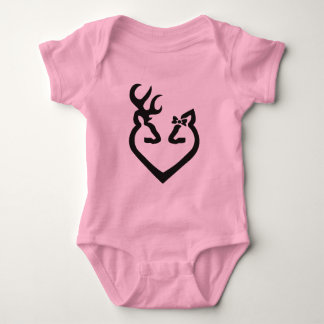 Buck and Doe Heart Love Black Baby Bodysuit