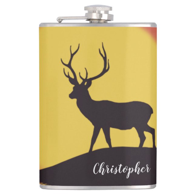 Buck at Sunset Hip Flask (Front)