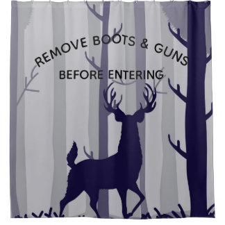 Buck Deer Foggy Forest Scene Shower Curtain