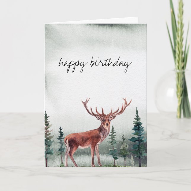 Buck Deer Happy Birthday Personalised Card (Front)