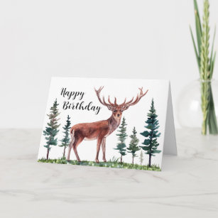Buck Deer Happy Birthday Personalised Card