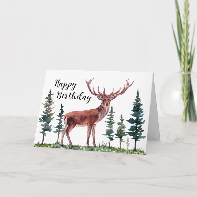 Buck Deer Happy Birthday Personalised Card (Front)