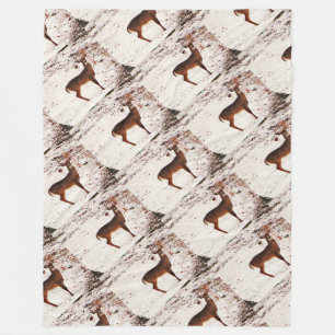 Buck Deer in the Snow Fleece Blanket