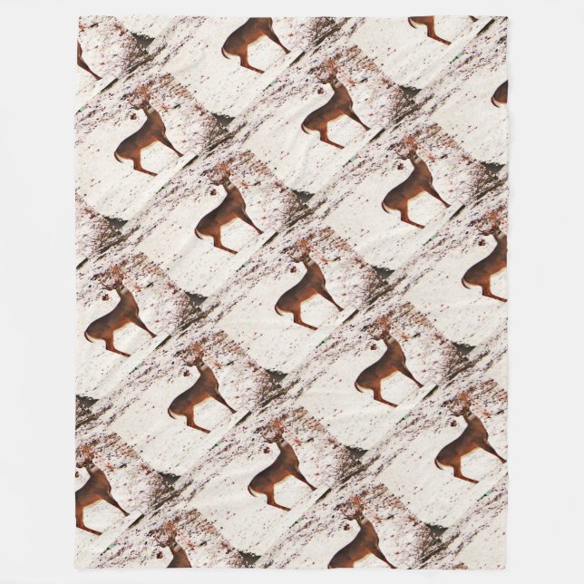 Buck Deer in the Snow Fleece Blanket (Front)