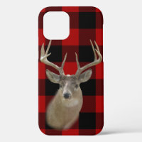 buck deer on buffalo plaid