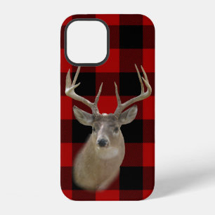 buck deer on buffalo plaid iPhone 12 case