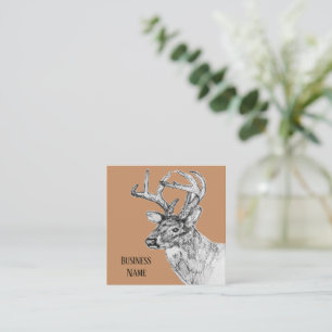 Buck Deer Wildlife Ink Drawing Animal Nature Square Business Card