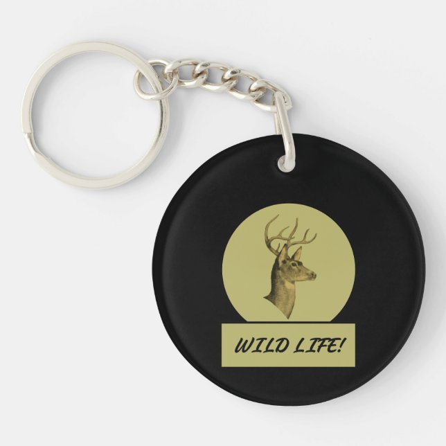 Buck Head Black Acrylic Keychain (Front)