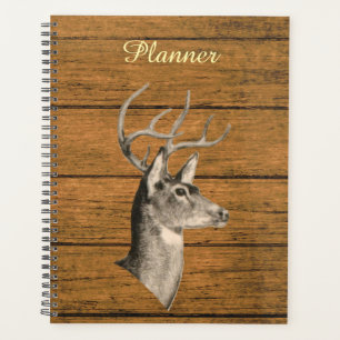 Buck Head On Wood Grain Planner