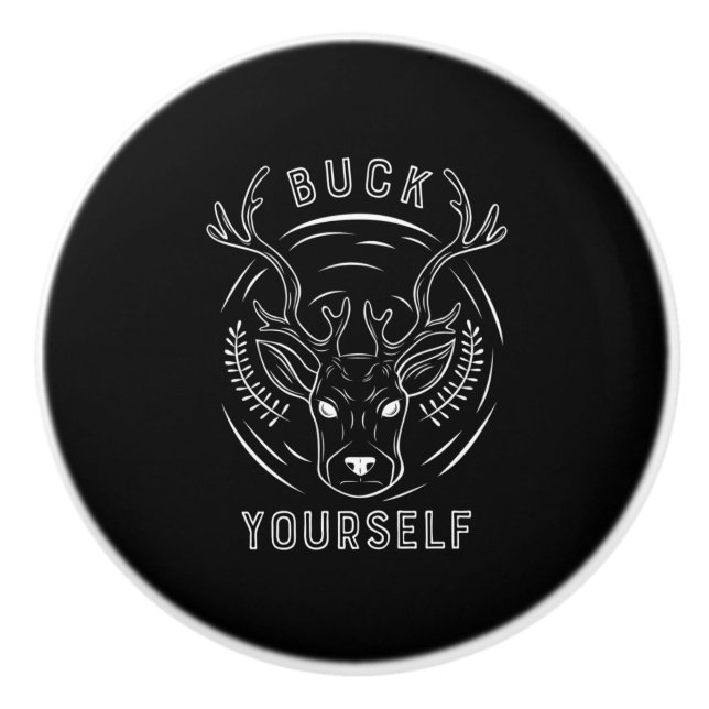 Buck Hunting Yourself Ceramic Knob (Front)